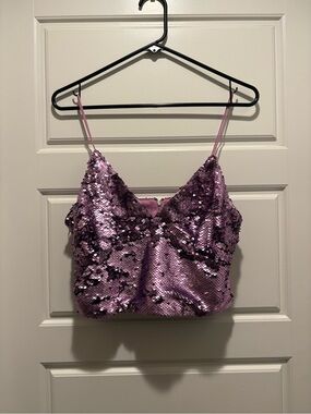 Purple Sequined Cropped Cami by ClockHouse size Medium